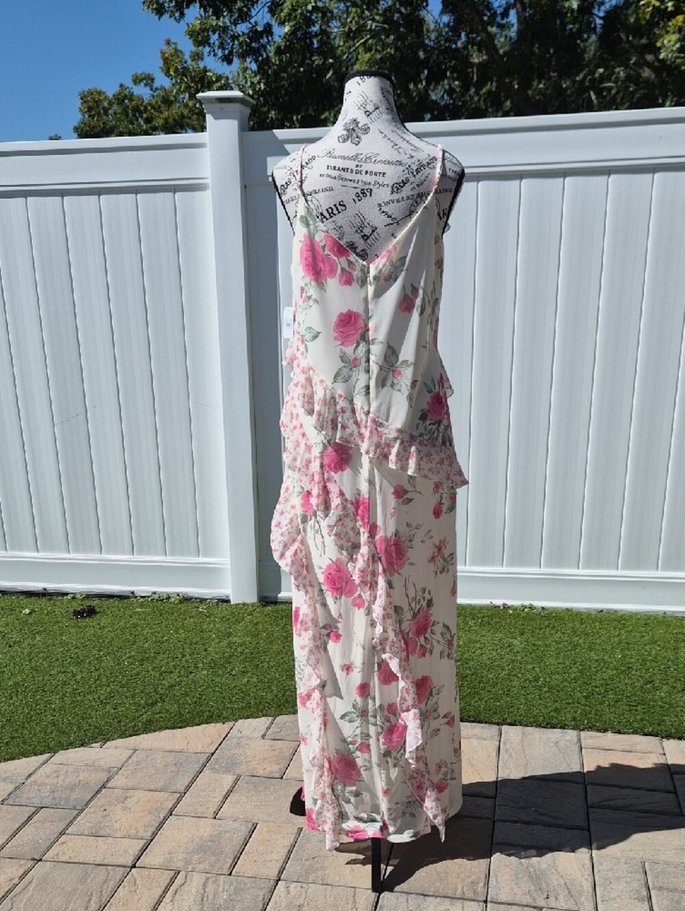 **NWT**Altar'd State Floral Ruffle Maxi Dress - White & Pink - Picture 8 of 8